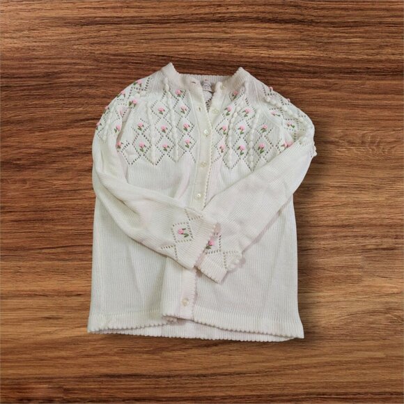 Vintage Sweater be  Banff 100% Acrylic Cardigan With Floral Design size M? Read - Picture 6 of 12